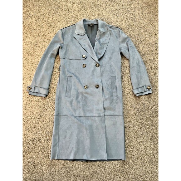 Truth by Republic Jackets & Blazers - TRUTH BY REPUBLIC BLUE TRENCH COAT LUXURIOUS SOFT ULTRA SUEDE Sz Small